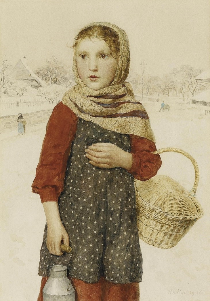 Archisearch - Albert Anker / Mädchen in Winterlandschaft,1906